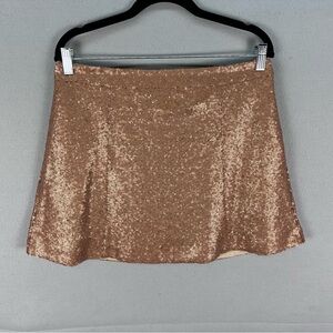 Decree Jr Size Polyester Lined Rose Gold Sequined Mini Skirt NEW